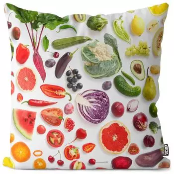 Чехол на подушку VOID с фруктами и овощами, полиэстер, водонепроницаемая подушка для улицы и дома. Размер: 60 x 60 см., мультиколор