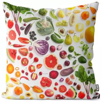 Чехол на подушку VOID с фруктами и овощами, полиэстер, водонепроницаемая подушка для улицы и дома. Размер: 80 x 80 см., мультиколор