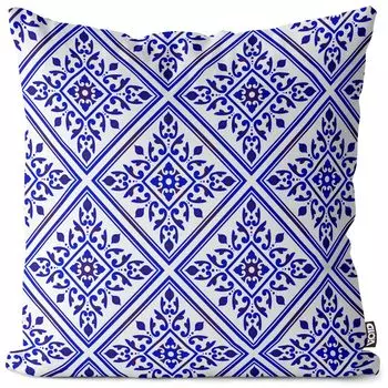 Чехол на подушку VOID с классическим синим узором, чехол для подушки из полиэстера, водонепроницаемый, для улицы и дома, размер подушки: 60 x 60 см