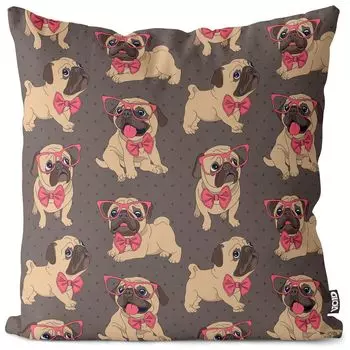 Чехол на подушку VOID с милым мопсом, полиэстер, водонепроницаемая подушка для улицы и дома. Размер: 60 x 60 см.