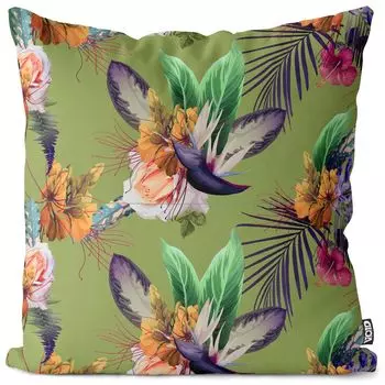 Чехол на подушку VOID с тропическим цветочным узором, полиэстер, водонепроницаемая подушка для улицы и дома. Размер: 80 x 80 см.