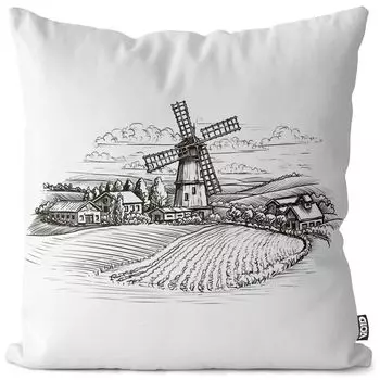 Чехол на подушку VOID с ветряной мельницей, полиэстер, водонепроницаемая подушка для улицы и дома. Размер: 60 x 60 см.