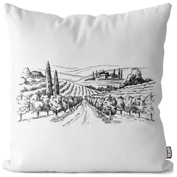 Чехол на подушку VOID с виноградником и пейзажем, полиэстер, водонепроницаемая подушка для улицы и дома. Размер: 60 x 60 см.