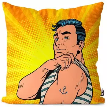 Чехол на подушку VOID Sailor с рисунком в стиле поп-арт, полиэстер, водонепроницаемая подушка для улицы и дома. Размер: 80 x 80 см.