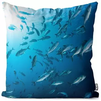 Чехол на подушку VOID School of Fish, полиэстер, водонепроницаемая подушка для улицы и дома. Размер: 80 x 80 см.