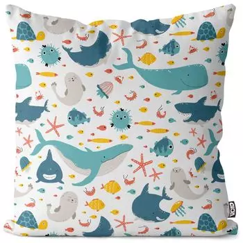 Чехол на подушку VOID Sea Creatures Полиэстер Водонепроницаемая подушка для улицы и дома Размер: 80 x 80 см