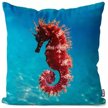 Чехол на подушку VOID Seahorse Sea Holiday, полиэстер, водонепроницаемая подушка для улицы и дома. Размер: 80 x 80 см.