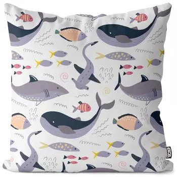 Чехол на подушку VOID Sharks Whales, полиэстер, водонепроницаемая подушка для улицы и дома. Размер: 60 x 60 см.