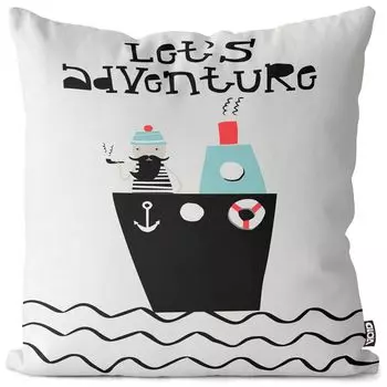Чехол на подушку VOID Ship Sailor Adventure, полиэстер, водонепроницаемая подушка для улицы и дома. Размер: 60 x 60 см.