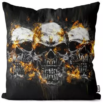 Чехол на подушку VOID Skulls Hard Rock, полиэстер, водонепроницаемая подушка для улицы и дома. Размер: 80 x 80 см.