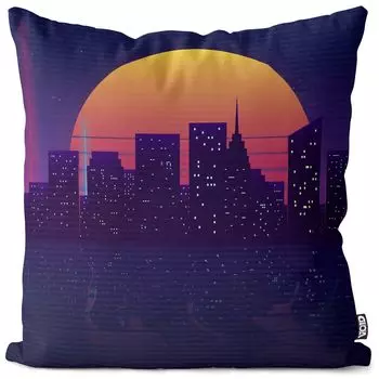 Чехол на подушку VOID Skyline Sunset, полиэстер, водонепроницаемая подушка для улицы и дома. Размер: 60 x 60 см.