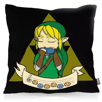 Чехол на подушку VOID Song of Time, чехол для подушки из полиэстера, водонепроницаемый, для улицы и для использования в помещении, hyrule ocarina, размер подушки: 80 x 80 см, цвет подушки: черный