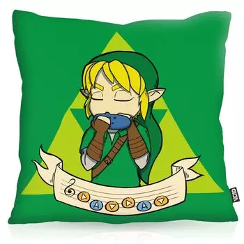 Чехол на подушку VOID Song of Time, чехол на подушку из полиэстера, водонепроницаемый, для улицы и помещения, hyrule ocarina, размер подушки: 80 x 80 см, цвет подушки: зеленый