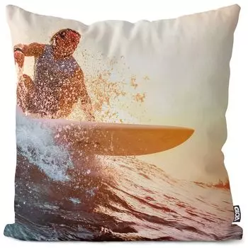 Чехол на подушку VOID Surfer Waves, полиэстер, водонепроницаемая подушка для улицы и дома. Размер: 80 x 80 см.