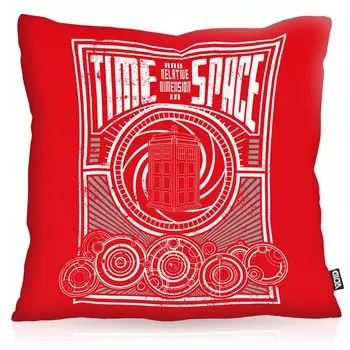 Чехол на подушку VOID Time встречает пространство, чехол для подушки, полиэстер, водонепроницаемый, для улицы, для путешествий во времени, ящик для экстренного вызова Timelord, цвет: красный, размер подушки: 80 x 80 см
