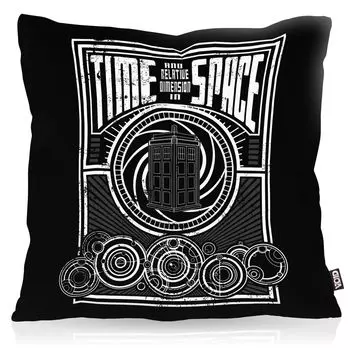 Чехол на подушку VOID Time встречает пространство, чехол для подушки, полиэстер, водонепроницаемый, для улицы, для путешествий во времени, ящик для экстренного вызова Timelord, цвет: черный, размер подушки: 80 x 80 см