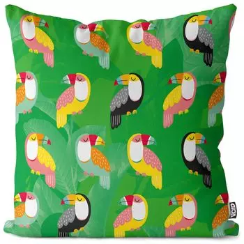 Чехол на подушку VOID Toucan Birds Safari Полиэстер Водонепроницаемая подушка для улицы и дома Размер: 60 x 60 см