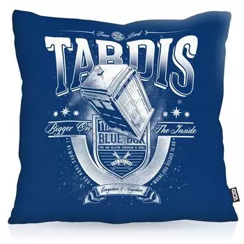 Чехол на подушку VOID Travel in Time and Space, полиэстер, водонепроницаемый, для улицы, серия путешествий во времени, коробка экстренного вызова полиции, размер подушки: 80 x 80 см, цвет подушки: синий