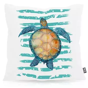 Чехол на подушку VOID Turtle Power. Пляжная праздничная подушка с изображением черепахи в помещении и на открытом воздухе. Размер: 60 x 60 см.