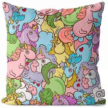 Чехол на подушку VOID Unicorn Girl Fairy Tale, полиэстер, водонепроницаемая подушка для улицы и дома. Размер: 80 x 80 см.