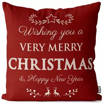 Чехол на подушку VOID Very Merry Christmas Year, полиэстер, водонепроницаемая подушка для улицы и дома. Размер: 80 x 80 см.
