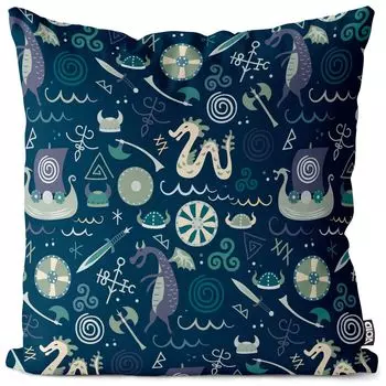 Чехол на подушку VOID Viking Dragon Shield, полиэстер, водонепроницаемая подушка для улицы и дома. Размер: 60 x 60 см.