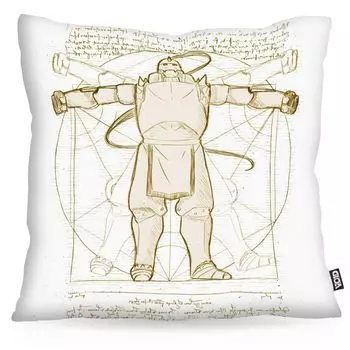 Чехол на подушку VOID Vitruvian Alfred, чехол для подушки, полиэстер, водонепроницаемый, для улицы, алхимик, аниме, манга, Япония, полностью металлический, размер подушки: 80 x 80 см, цвет подушки: белый