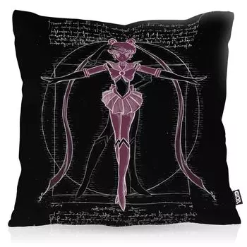 Чехол на подушку VOID Vitruvian Bunny, чехол на подушку из полиэстера, водонепроницаемый, Sailor Moonstone Luna Moon Anime, размер подушки: 80 x 80 см, цвет подушки: черный