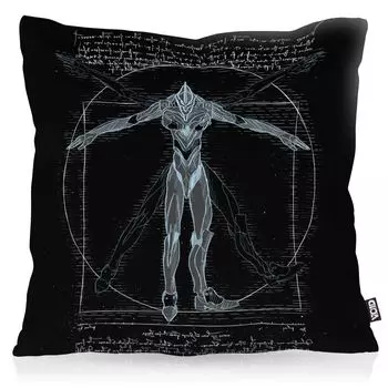 Чехол на подушку VOID Vitruvian Evangelion, чехол для подушки из полиэстера, водонепроницаемый eva-01, аниме-робот кайдзю, размер подушки: 80 x 80 см, цвет подушки: черный