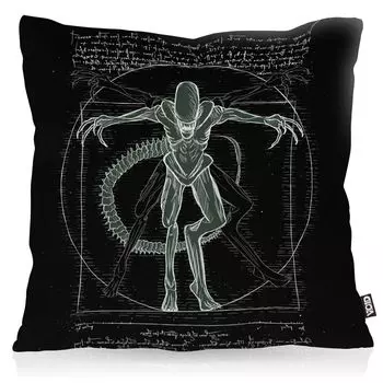 Чехол на подушку VOID Vitruvian Xenomorph, чехол для подушки из полиэстера, водонепроницаемый для улицы, Ripley Alien Monster, размер подушки: 80 x 80 см, цвет подушки: черный