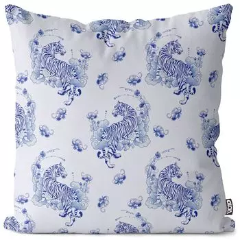 Чехол на подушку VOID White Tiger, полиэстер, водонепроницаемая подушка для улицы и дома. Размер: 80 x 80 см.