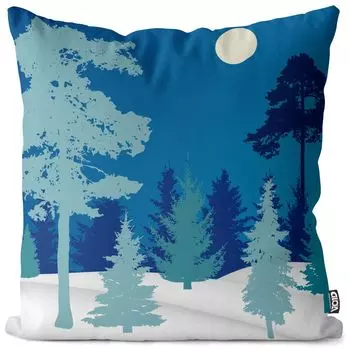 Чехол на подушку VOID Winter Moon Snow Полиэстер Водонепроницаемая подушка для улицы и дома Размер: 60 x 60 см