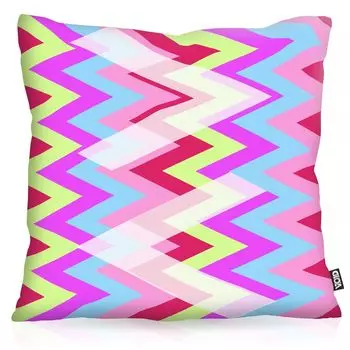 Чехол на подушку VOID Zenzin с зигзагообразным узором. Подушка для улицы и дома. Размер: 60 x 60 см. Цвет подушки: розовый.