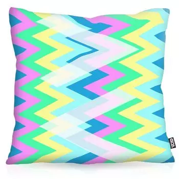 Чехол на подушку VOID Zenzin с зигзагообразным узором. Подушка для улицы и дома. Размер: 60 x 60 см. Цвет подушки: Голубой.