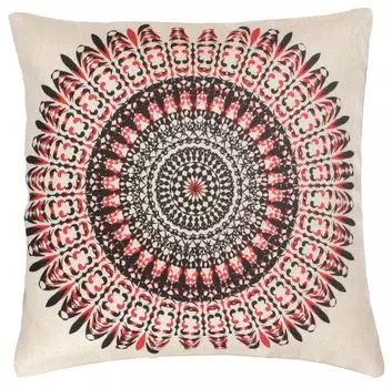 Чехол на подушку в этническом стиле, чехол на подушку в стиле бохо - Мандала 12, кремово-белый, вискоза, хлопок, 40*40*0,5 см, декоративная подушка, декоративная подушка, диванная подушка Guru-Shop