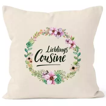 Чехол на подушку в подарок двоюродному брату, любимому двоюродному брату, семье, цветы, бордюр, цветочный усик, цветы, хлопок MoonWorks, натуральный, 40 см x 40 см