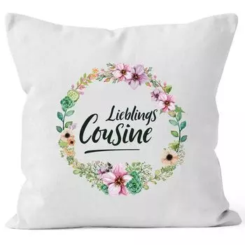 Чехол на подушку в подарок двоюродному брату, любимому двоюродному брату, семье, цветы, бордюр, цветок, усы, цветы, хлопок MoonWorks, белый, 40 см x 40 см