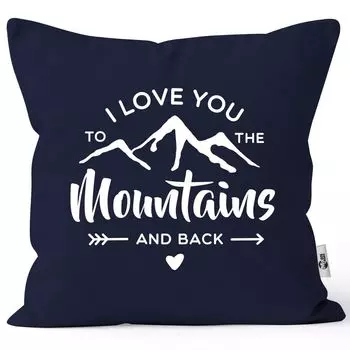 Чехол на подушку Я люблю тебя до горы и обратно Признание в любви Подарок на День святого Валентина Рождество Moonworks темно-синий, униразмер