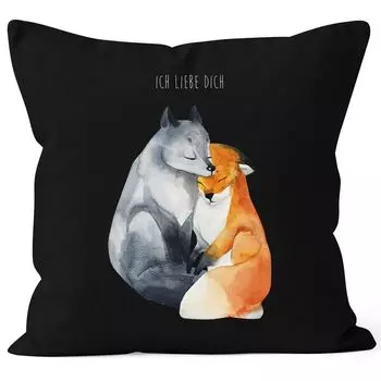 Чехол на подушку «Я люблю тебя, подарок лисы, люблю говорить», чехол, декоративная подушка, хлопок MoonWorks, черный, унисейз