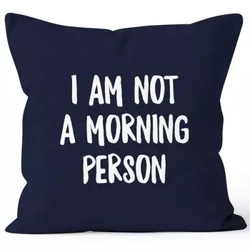Чехол на подушку Я не жаворонок, говорящий поговорки, цитаты, веселое утро, сварливый, поздно встаю, храп, наволочка для носа, декоративная подушка из хлопка MoonWorks, темно-синий, униразмер