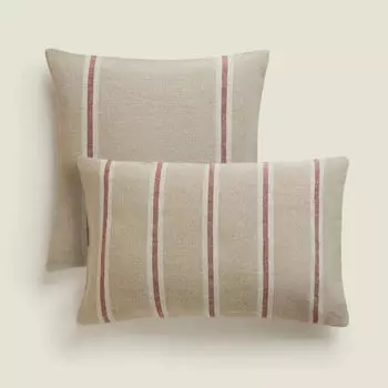 Чехол на подушку Zara Home Christmas Striped Linen, серый