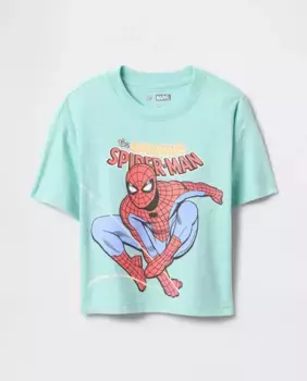 Человек-паук Хлопковая футболка с рисунком Gap, цвет Verde Agua