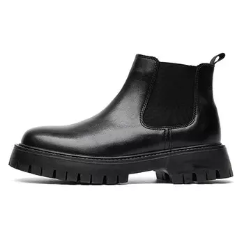 Челси Ботинки Мужские Weishibangwei, цвет Black Fleece-Lined