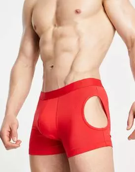 Чемодан ASOS DESIGN из микрофибры красного цвета с прорезными панелями