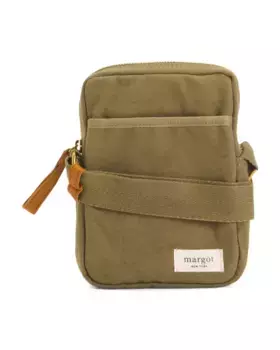 Через плечо Kai из стираного хлопка с кожаными язычками для телефона Margot, цвет Olive