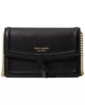 Через плечо Knott из шагреневой кожи с клапаном kate spade new york, черный