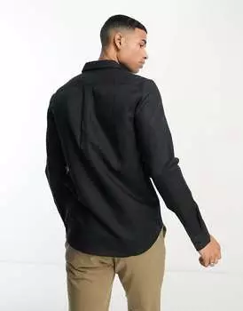 Черная элегантная льняная рубашка ASOS Regular