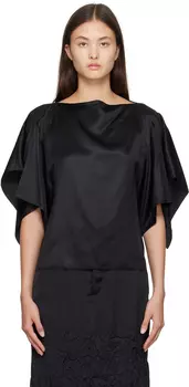 Черная асимметричная блузка MM6 Maison Margiela