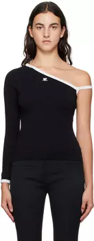 Черная асимметричная футболка Courreges