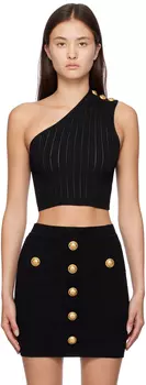 Черная асимметричная майка Balmain